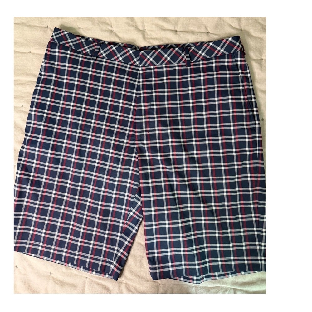 Walter Hagen Mens Navy Red Plaid Golf Shorts SZ‎ 38 Performance Stretch Preppy